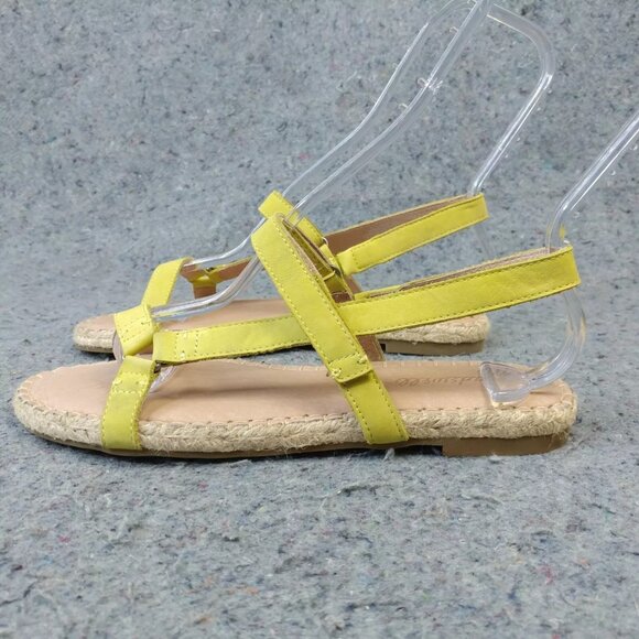 Madewell The Hallie Espadrille Sandals Womens Size 7.5 Shoes Yellow Leather - Picture 3 of 12